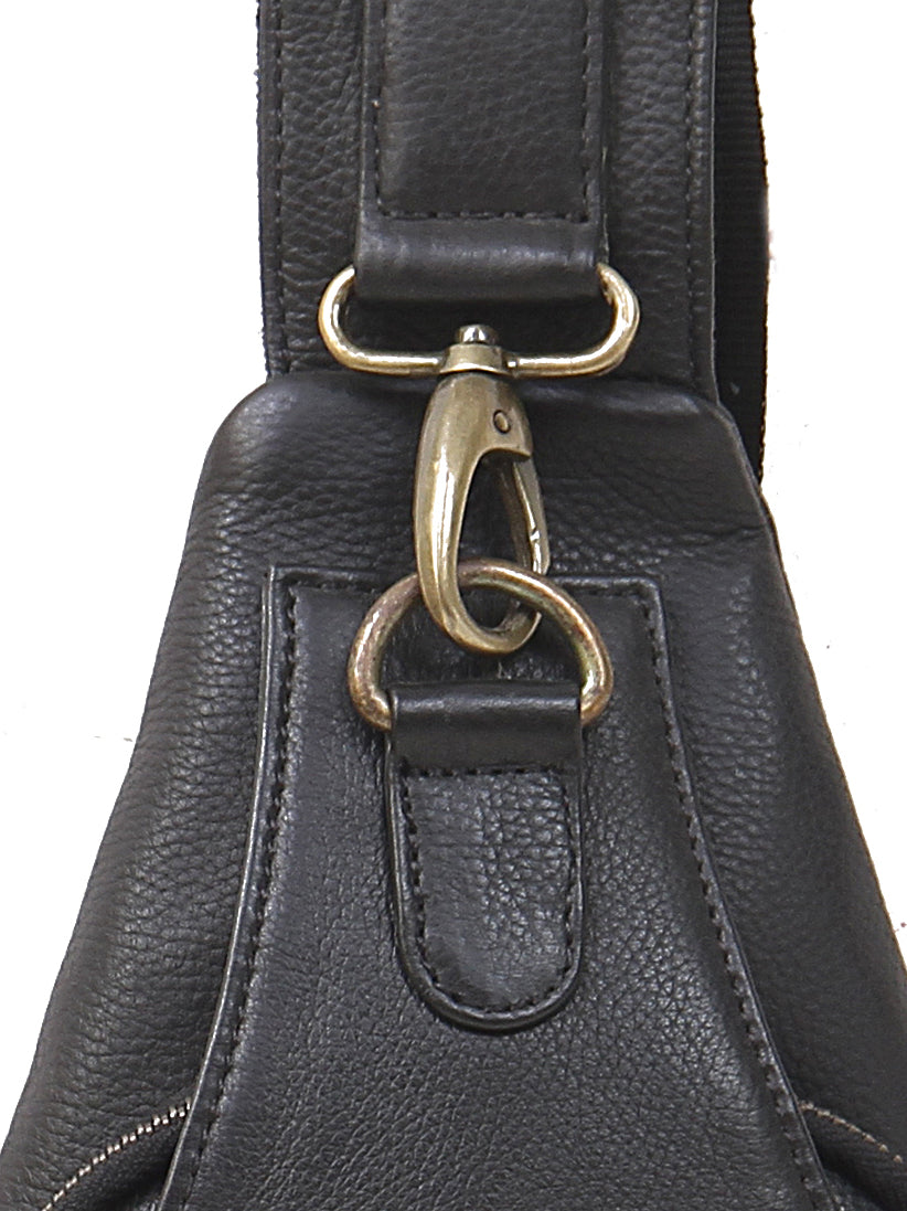 Men’s Urban Crossbody Leather Sling Bag – Natural Grain NDM Black