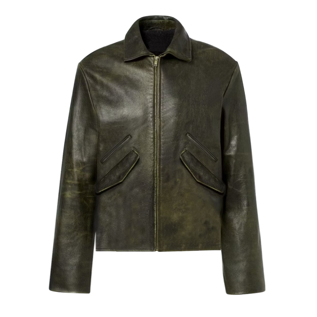Men’s Vintage Olive Green Leather Jacket