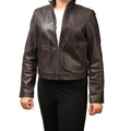 Women’s Dark Chocolate Leather Crop Jacket