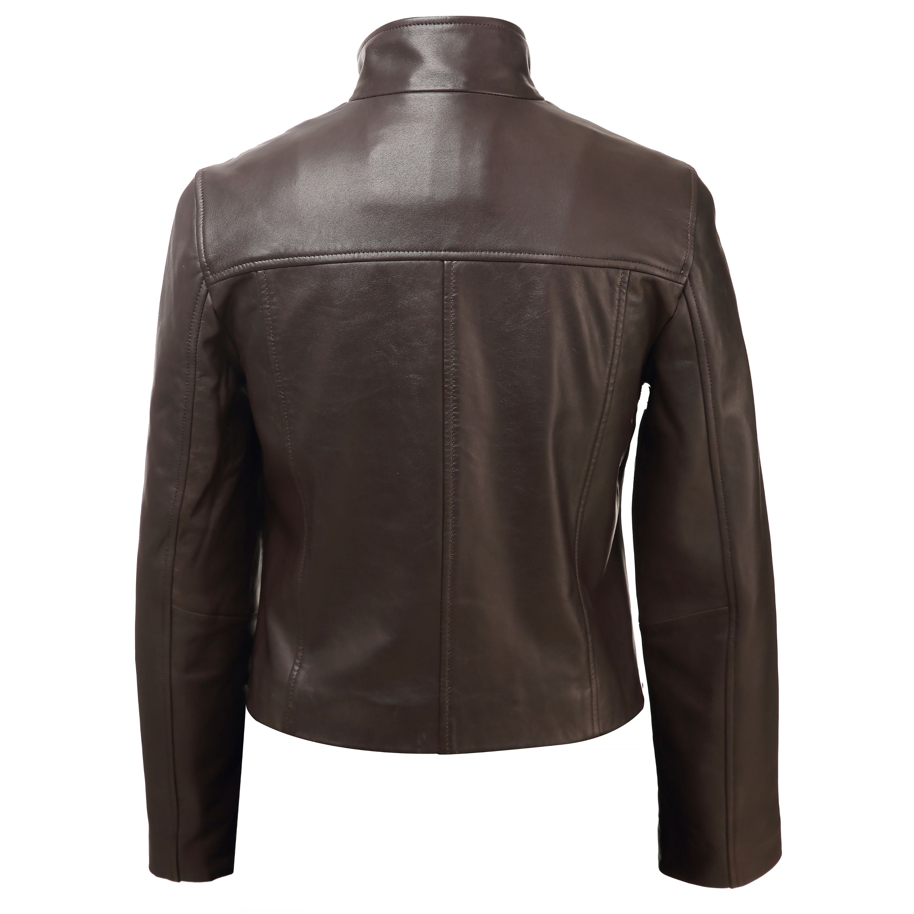 Women’s Dark Chocolate Leather Crop Jacket