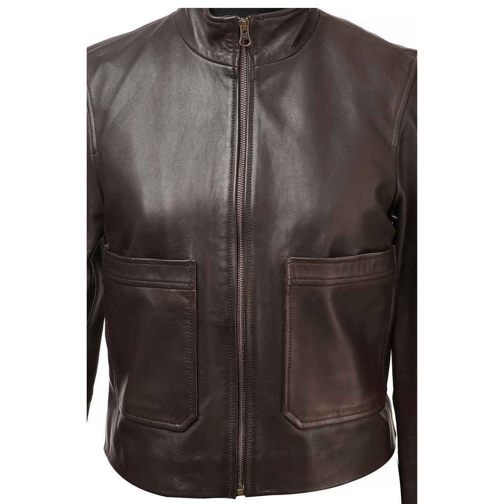 Women’s Dark Chocolate Leather Crop Jacket