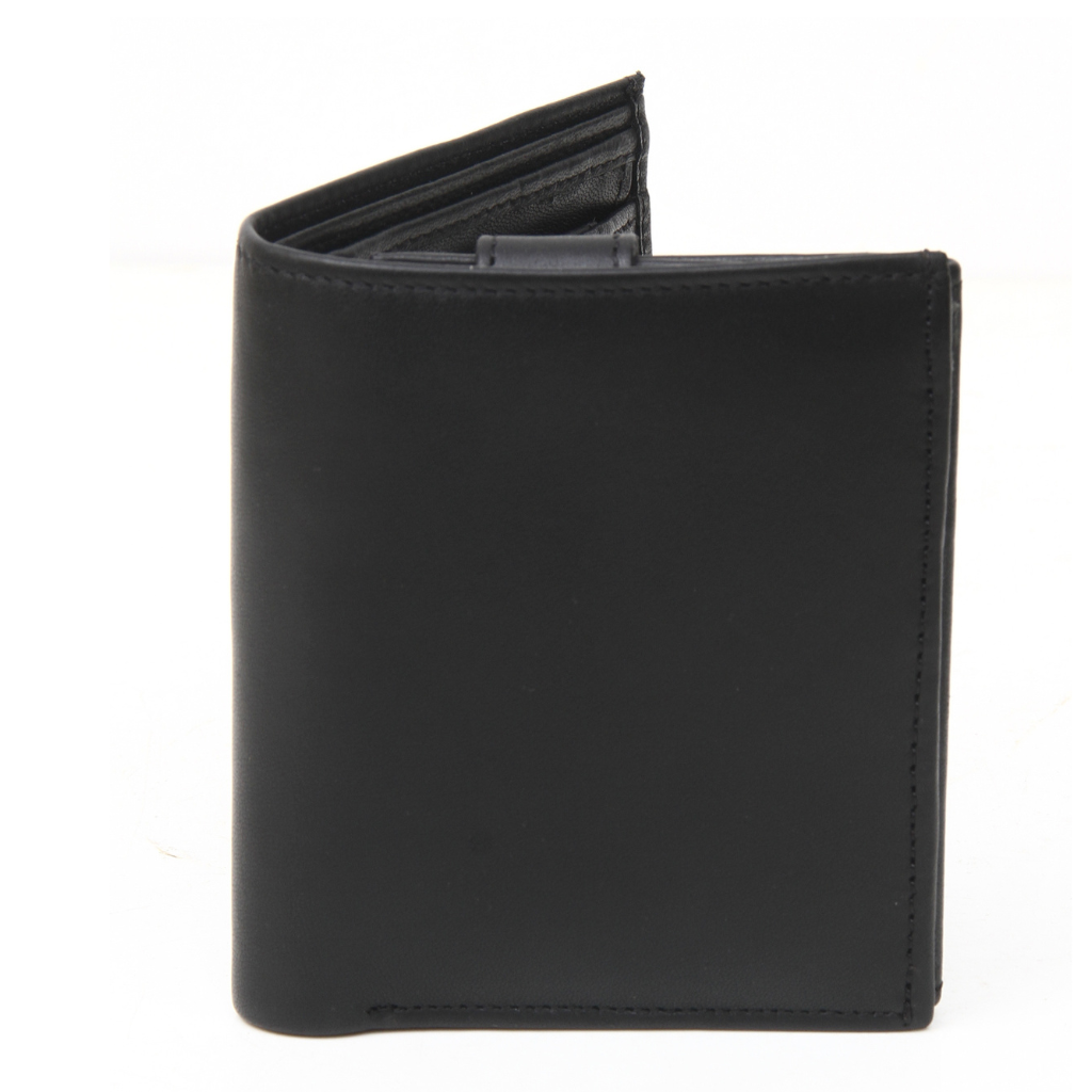 Minimal Trifold Wallet – Full Grain Leather | Black