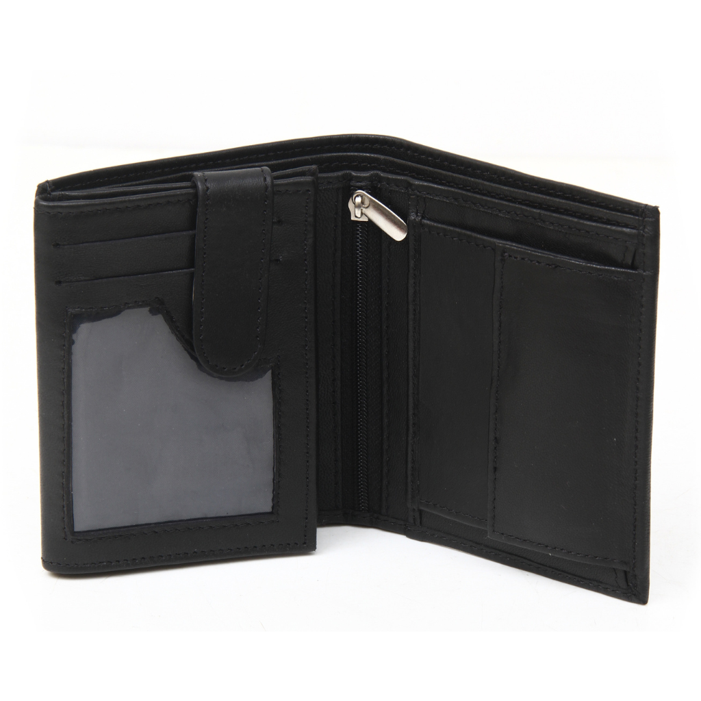 Minimal Trifold Wallet – Full Grain Leather | Black
