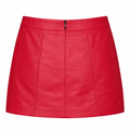 Women's Crimson Red Leather A-Line Mini Skirt