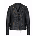 Women’s Quilted Black Leather Biker Jacket